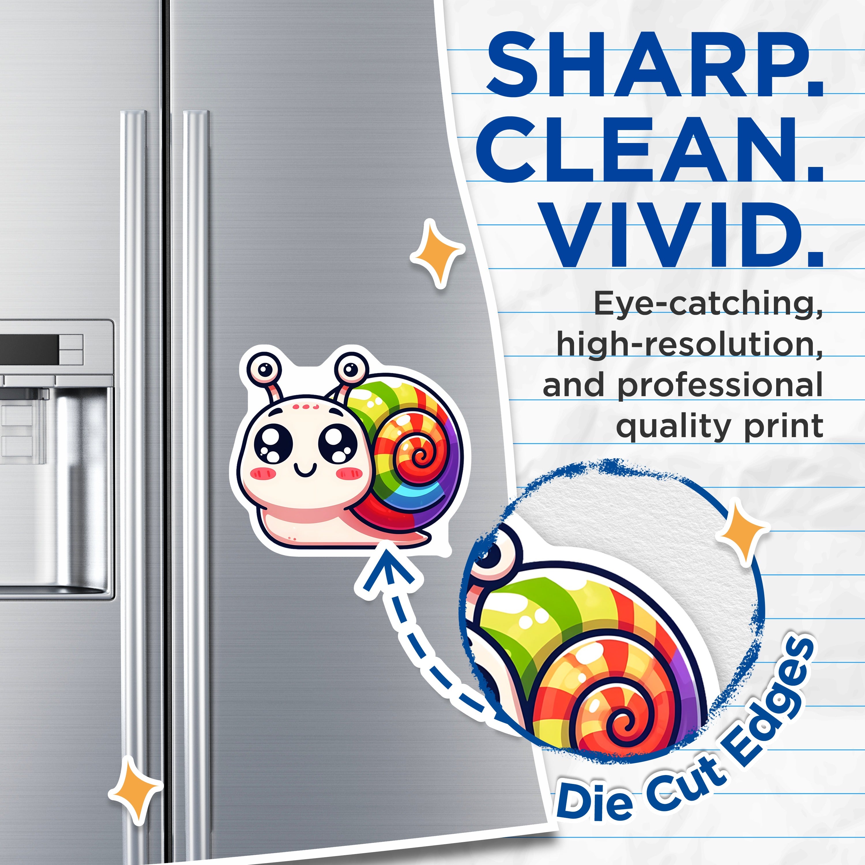 (2 Pack) Kawaii Snail Magnets - Rainbow Animal Decor - Cute Refrigerator Accessory - Locker Memo Holder - Kids Room - 5 Inches On Longest Side - Thick Durable Magnet - Made in USA - MAG38322