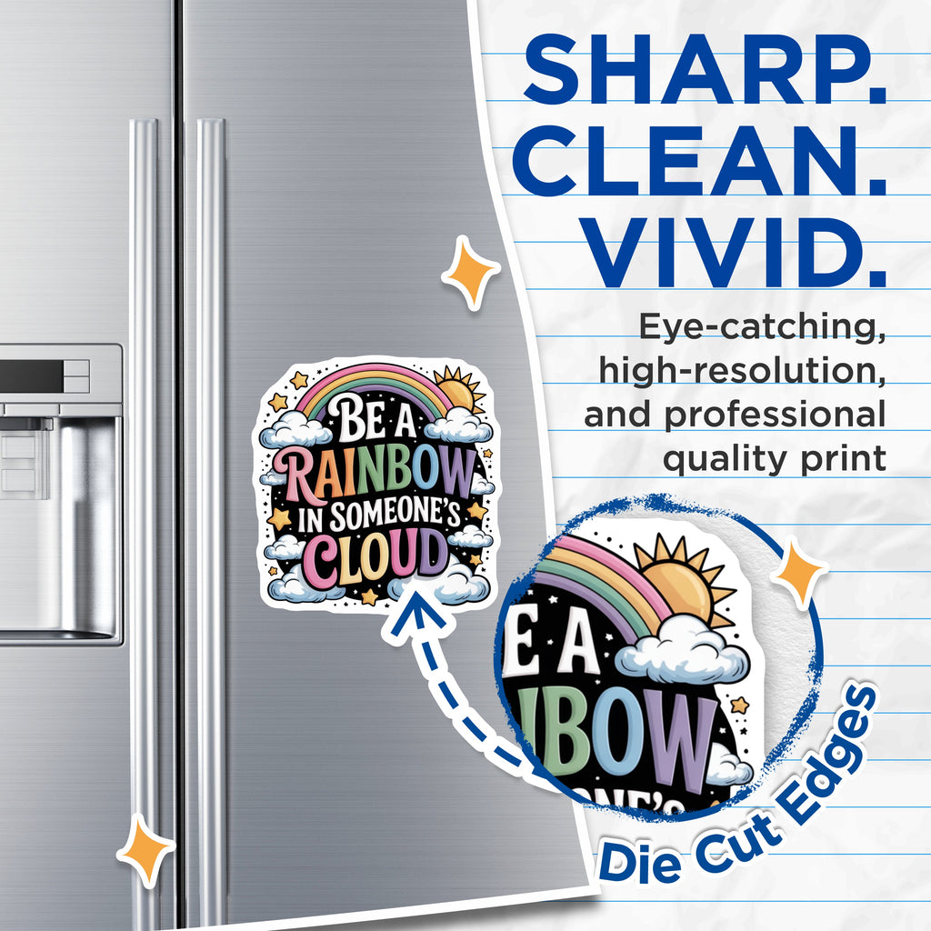 (2 Pack) Be A Rainbow in Someone's Cloud Magnets - Inspirational Quote - Positive Affirmation - Friendship Encouragement - 5 Inches On Longest Side - Thick Durable Magnet - Made in USA - MAG38009