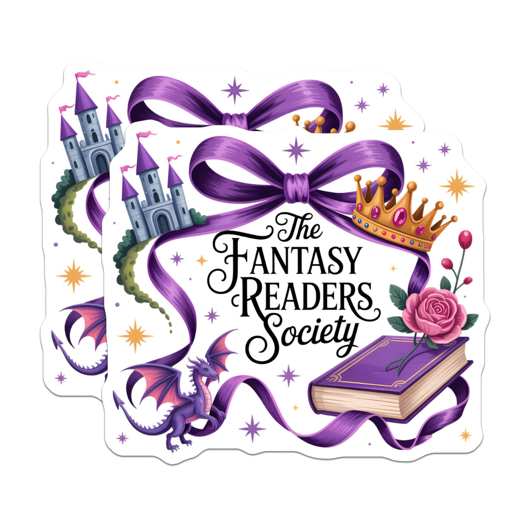 (2 Pack) Fantasy Readers Society Magnets - Book Club Decor - Dragon Castle Crown Book Lover - 5 Inches On Longest Side - Thick Durable Magnet - Made in USA - MAG20789
