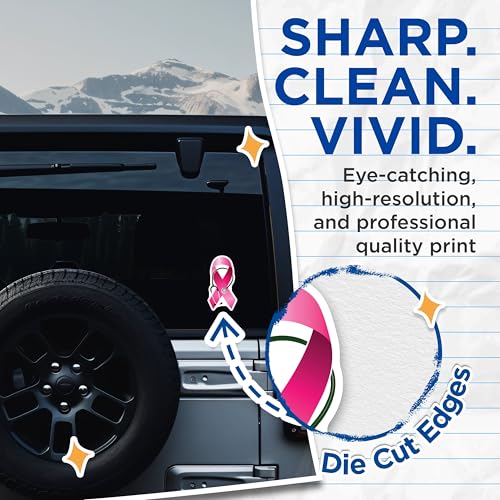 (2 Pack) Breast Cancer Awareness Stickers - Nurse Stethoscope Pink Ribbon Decal - Support Ribbon Vinyl Stickers - 5" On Longest Side - Sticks to Smooth Flat Surfaces - Made in USA - BMCS4788