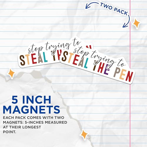 (2 Pack) Stop Trying to Steal The Pen Magnets - Fun Office Decor - Desk Accessories - 5" On Longest Side - for Cars, Fridges, Toolboxes - Made in USA - MAG7141