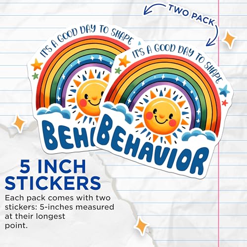 (2 Pack) Rainbow Sun Stickers - Motivational Quote Stickers - Cute Sticker for Journals and Planners - 5" On Longest Side - Sticks to Any Smooth Flat Surface - Made in USA - BMCS3170