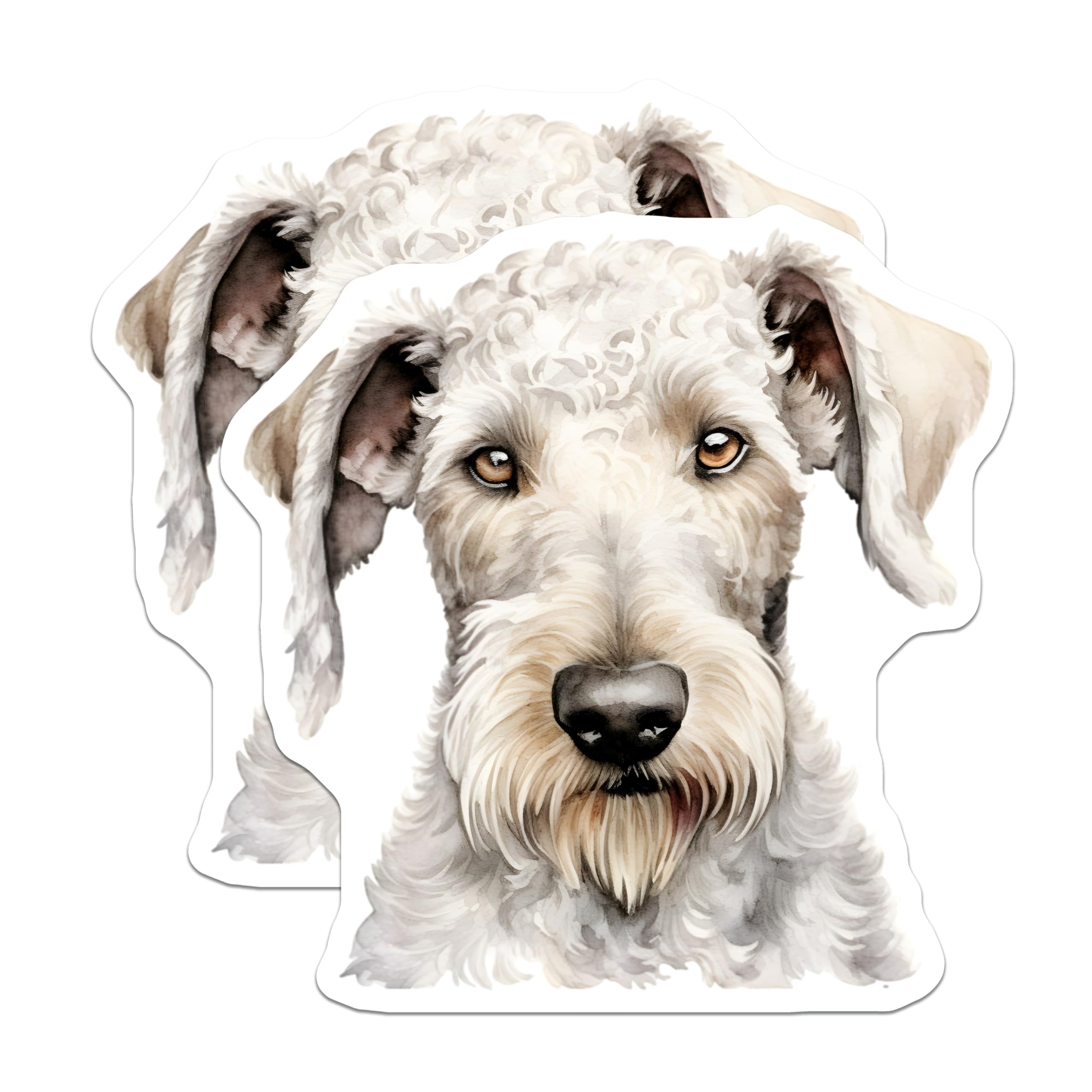 (2 Pack) Bedlington Terrier Dog Magnets - Watercolor Pet Art Design - Unique Dog Breed Collector Item - 5 Inches On Longest Side - Thick Durable Magnet - Made in USA - MAG26747