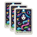 (3 Pack) Witch Tarot Card Decals - Celestial Witchcraft Sticker - Poison Path Witch Art - 3 Inches On Longest Side - Easy Peel & Apply - Made in USA - 3MCS4248