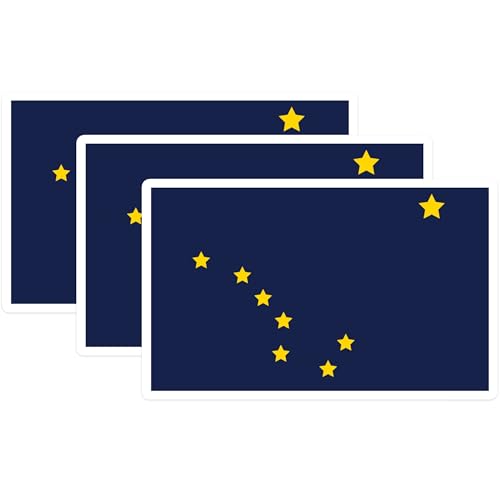 (3 Pack) Alaska Flag Decals - State Pride Decal - Laptop Decals - 3 Inches On Longest Side - Easy Peel & Apply - Made in USA - 3MCS0174