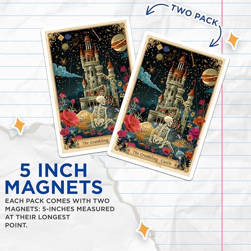 (2 Pack) Tarot Card Decor Magnet - 5" On Longest Side - Sticks to Smooth Flat Surfaces - Made in USA - MAG10010