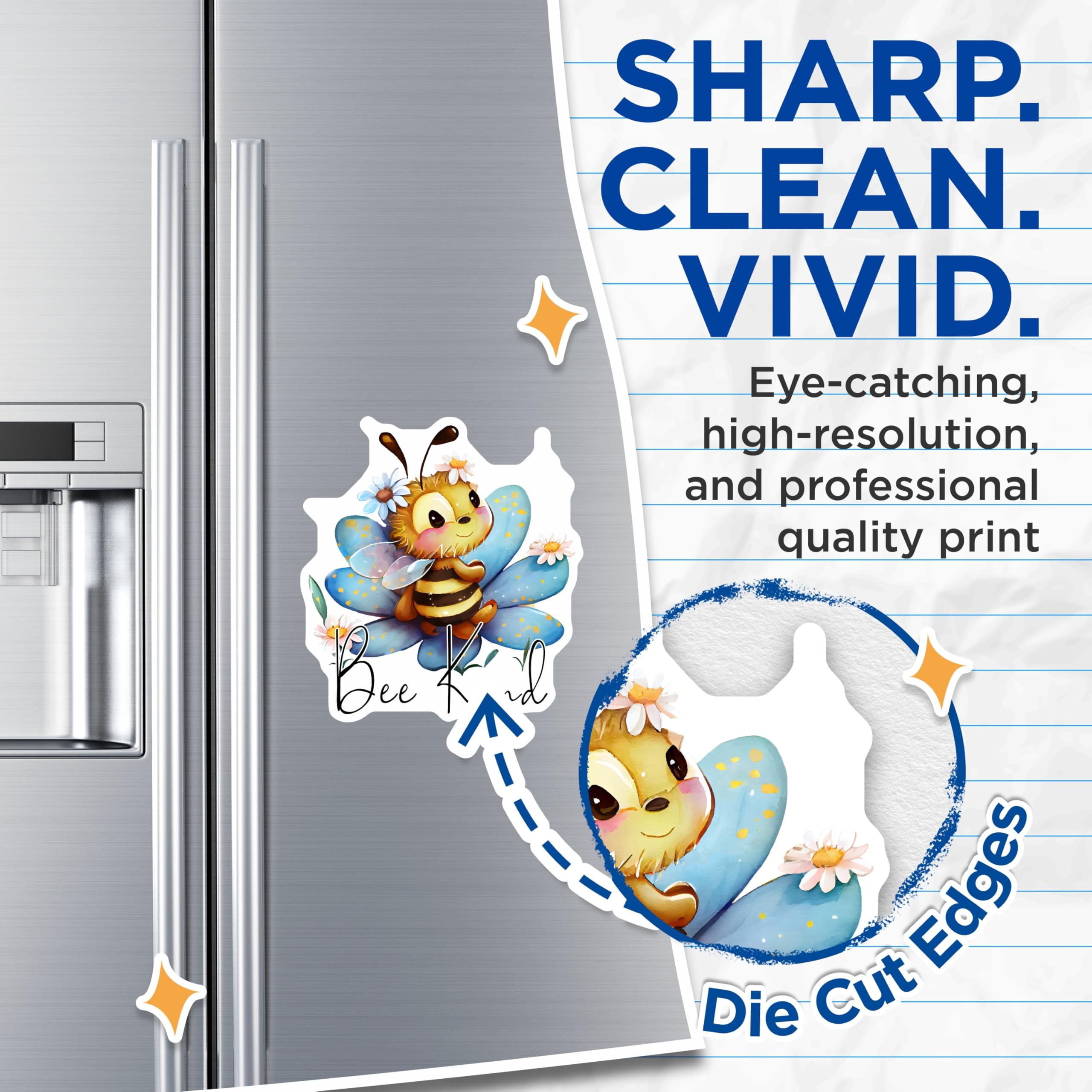 (2 Pack) Bee Kind Magnets - Cute Honey Bee - Inspirational Refrigerator Magnets - 5" On Longest Side - Premium Magnet - for Cars, Refrigerators, Toolboxes, Lockers - Made in USA - MAG16642