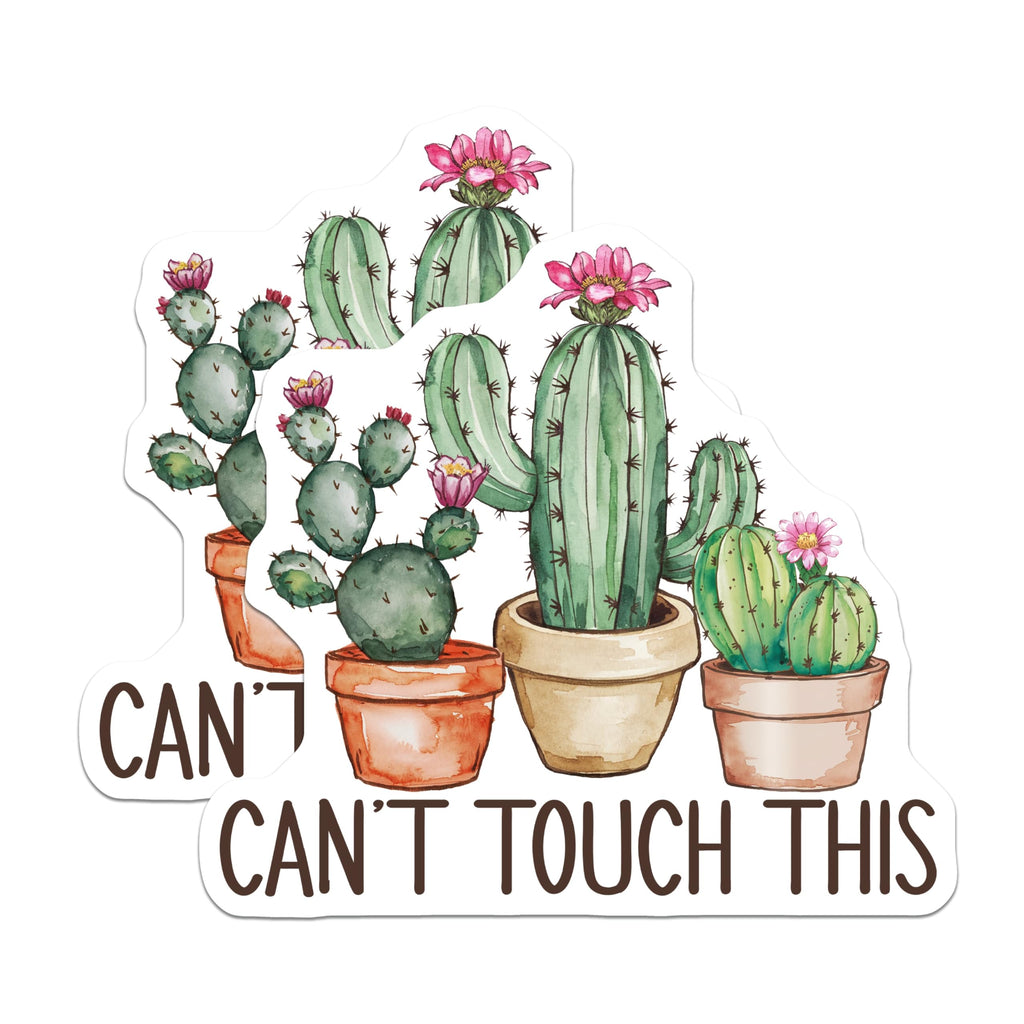 (2 Pack) Cactus Plant Magnets - Cant Touch This - Succulent Lover Decor - 5" On Longest Side - Premium Magnet - for Cars, Refrigerators, Toolboxes, Lockers - Made in USA - MAG17269