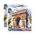 (2 Pack) Paris Landmark Stickers - Arch of Triumph Stickers - Travel Souvenir Stickers - European Landmark Stickers - 5" On Longest Side - Sticks to Smooth Flat Surfaces - Made in USA - BMCS5181
