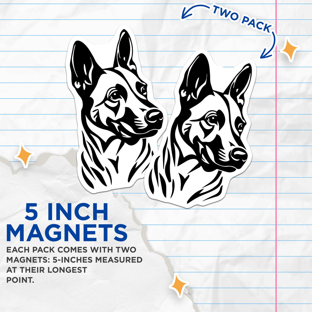 (2 Pack) Black White Dog Magnets - Modern Canine Art - Pet Lover Decor Statement - 5 Inches On Longest Side - Thick Durable Magnet - Made in USA - MAG36478