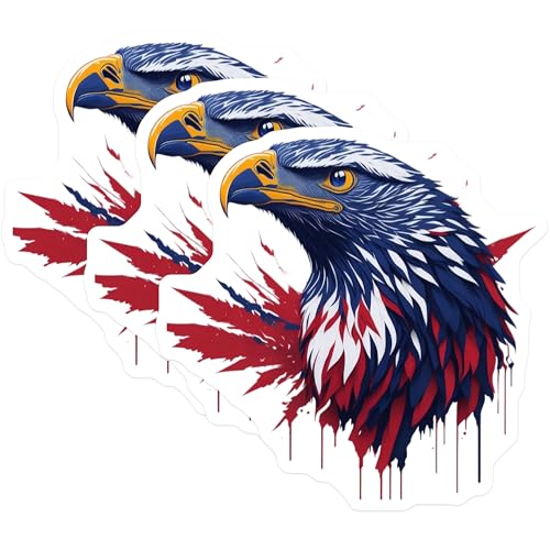 (3 Pack) Eagle Decals - Patriotic Stickers - Laptop Stickers- 3 Inches On Longest Side - Easy Peel & Apply - Made in USA - 3MCS5524