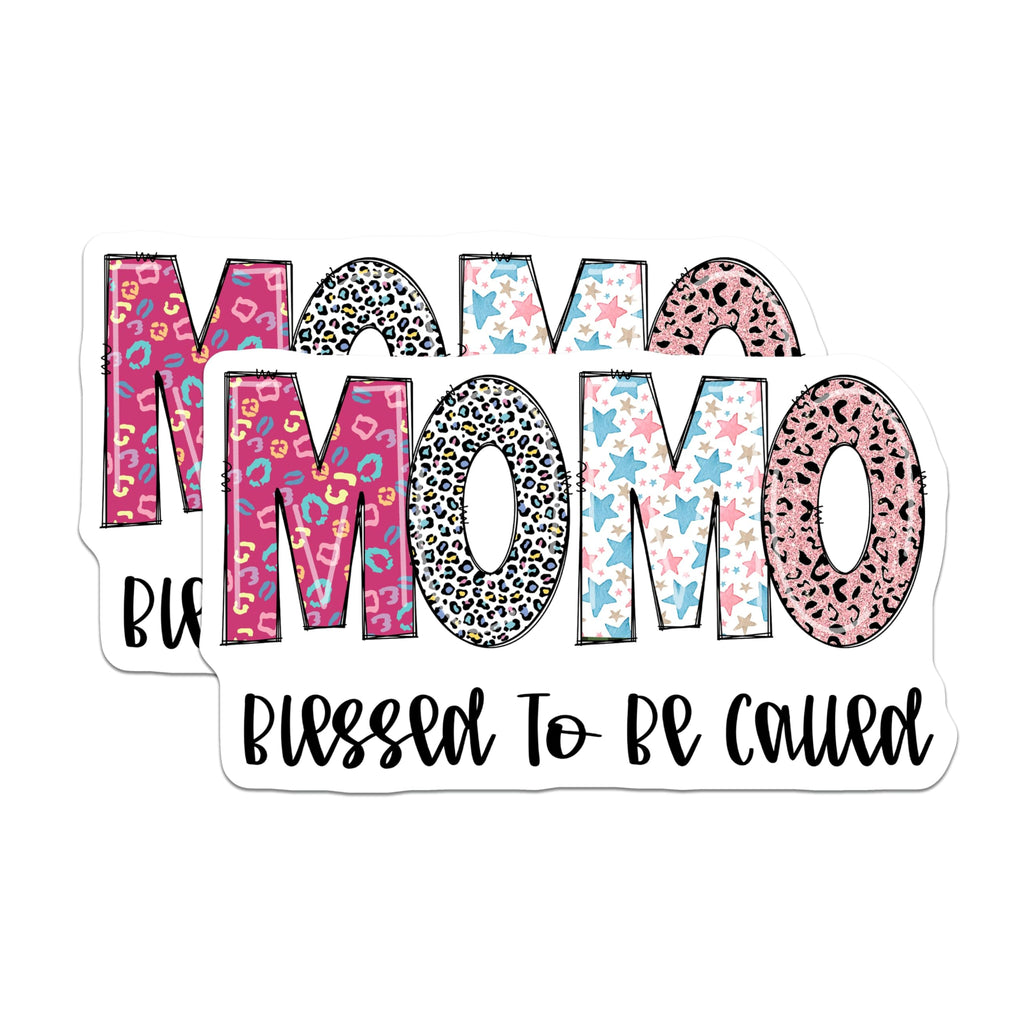 (2 Pack) Momo Magnets - Blessed Momo - Patterned Momo Names - 5" On Longest Side - Premium Magnet - for Cars, Refrigerators, Toolboxes, Lockers - Made in USA - MAG15150