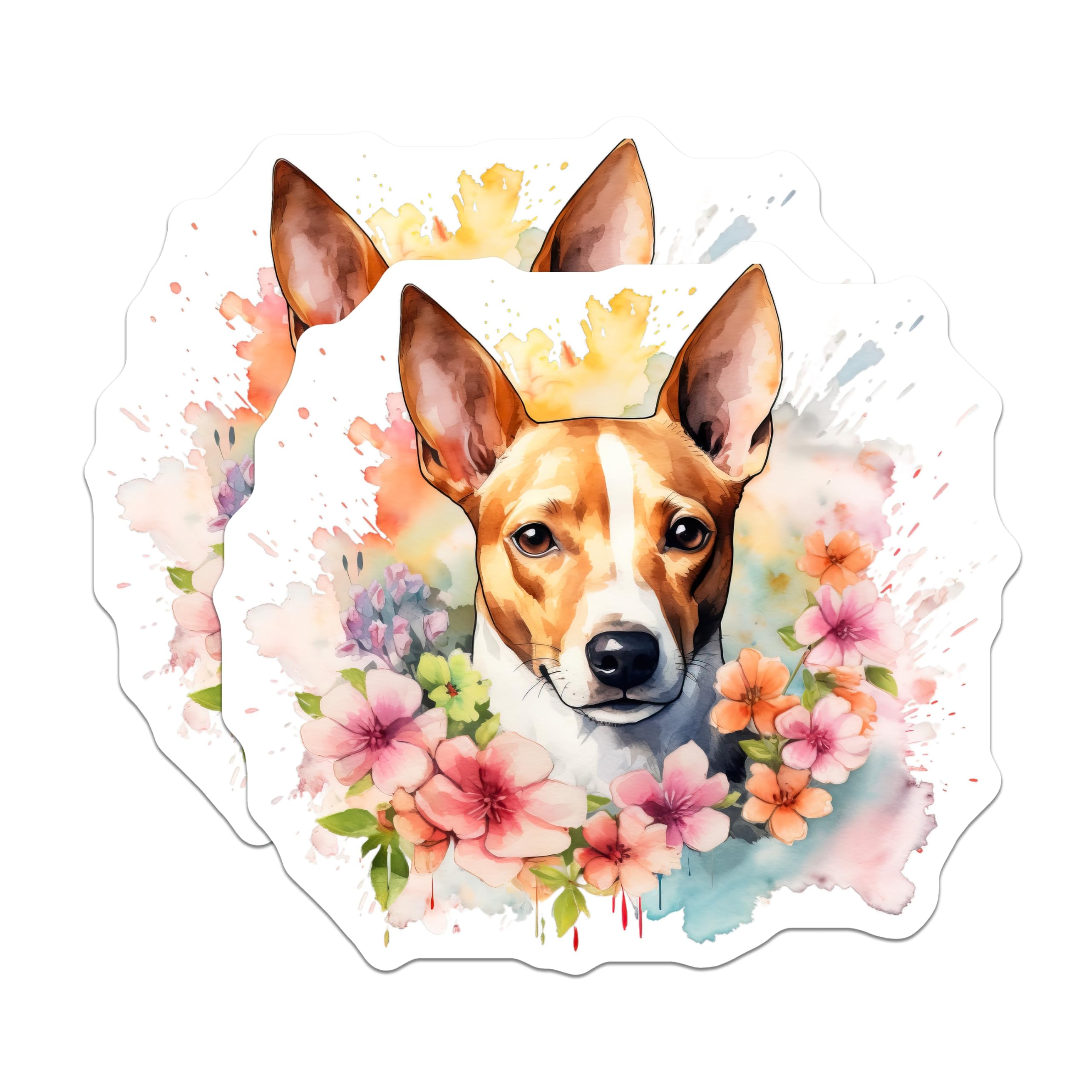 (2 Pack) Watercolor Dog Magnets - Whimsical Floral Canine Artwork - Aesthetic Pet Lover Refrigerator Art Display - 5 Inches On Longest Side - Thick Durable Magnet - Made in USA - MAG23248