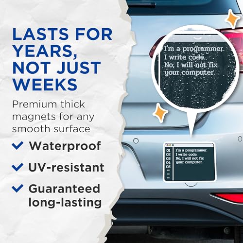 (2 Pack) Programmer Humor Magnets - Funny Quote - Techie Office Decor - 5" On Longest Side - for Cars, Fridges, Toolboxes - Made in USA - MAG7430