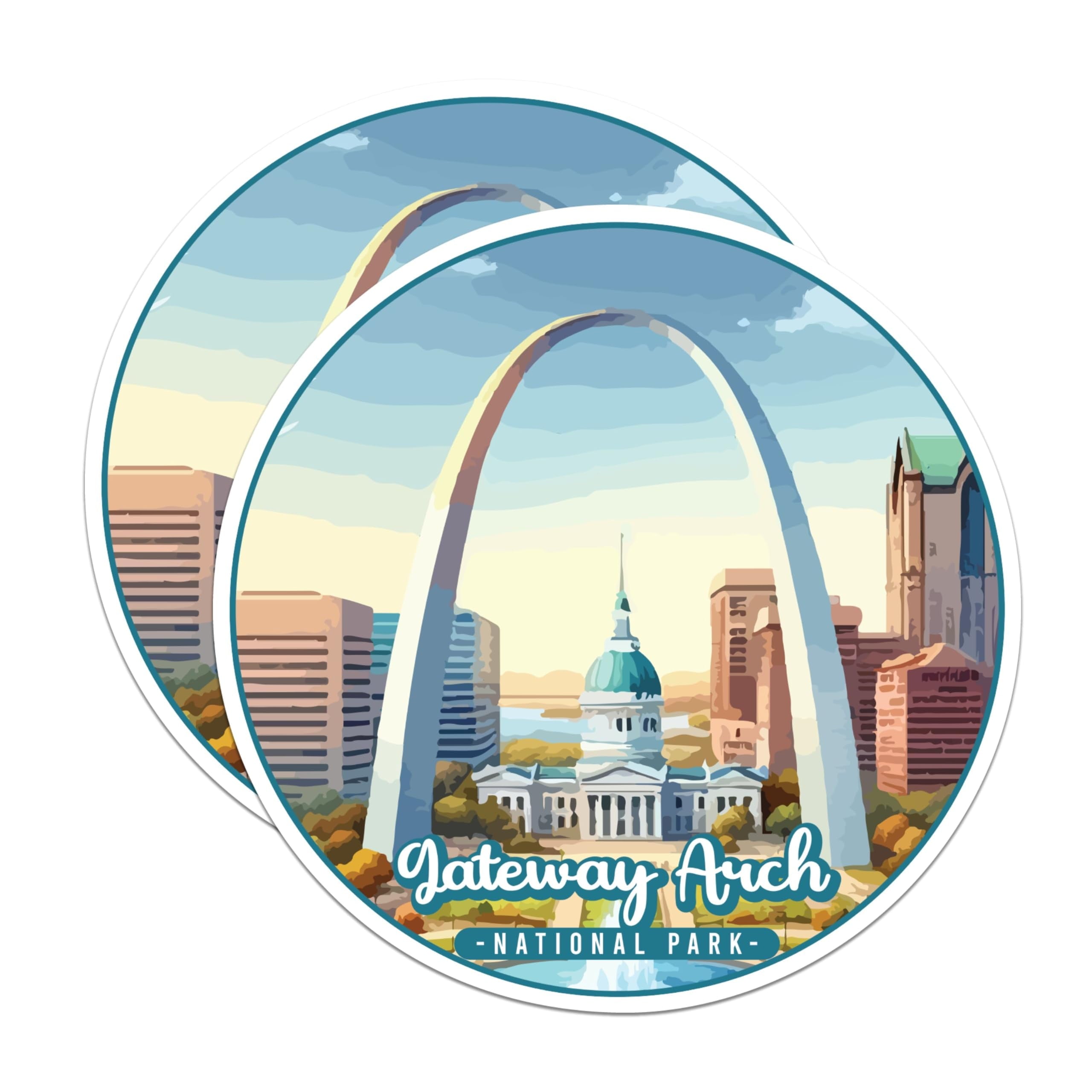 (2 Pack) Gateway Arch National Park Bumper Magnet - US National Park - Choose from 63 Parks - 5" On Longest Side - Decal for Car Bumper, Laptop, Water Bottle, Wall, and Window - MAG1578