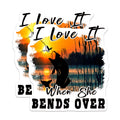 (2 Pack) I Love It When She Bends Over Stickers - Fishing Catfish Angler - Funny Fishing Meme - 5" On Longest Side - Sticks to Smooth Flat Surfaces - Made in USA - BMCS5632