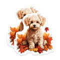 (2 Pack) Cute Puppy Magnets - Fall Leaves Dog Art - Autumn Pet Decor for Dog Lovers - 5 Inches On Longest Side - Thick Durable Magnet - Made in USA - MAG29689