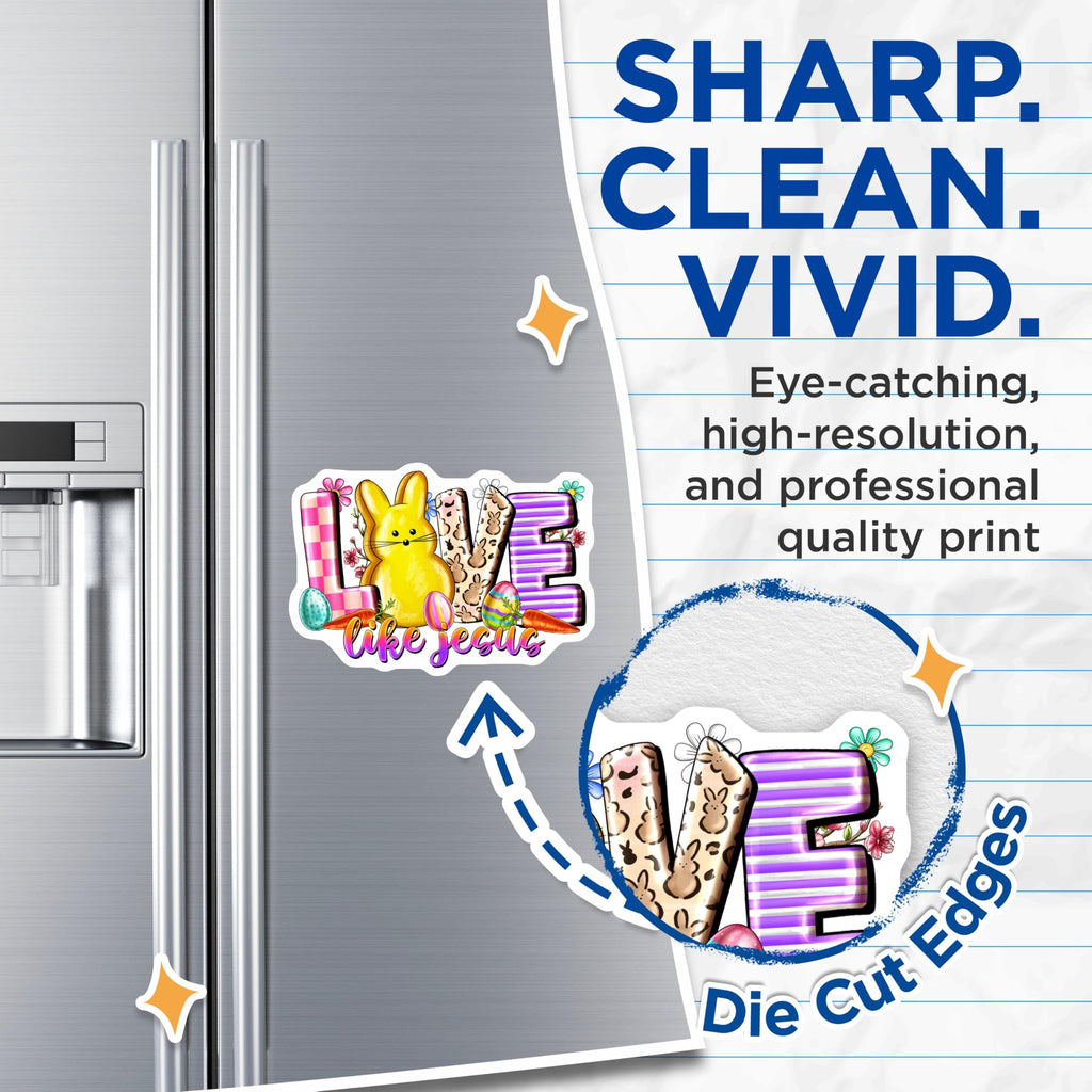 (2 Pack) Love Like Jesus Magnets - Easter Refrigerator Decor - Christian Bunny Spring Faith Refrigerator Magnet - 5 Inches On Longest Side - Thick Durable Magnet - Made in USA - MAG28257