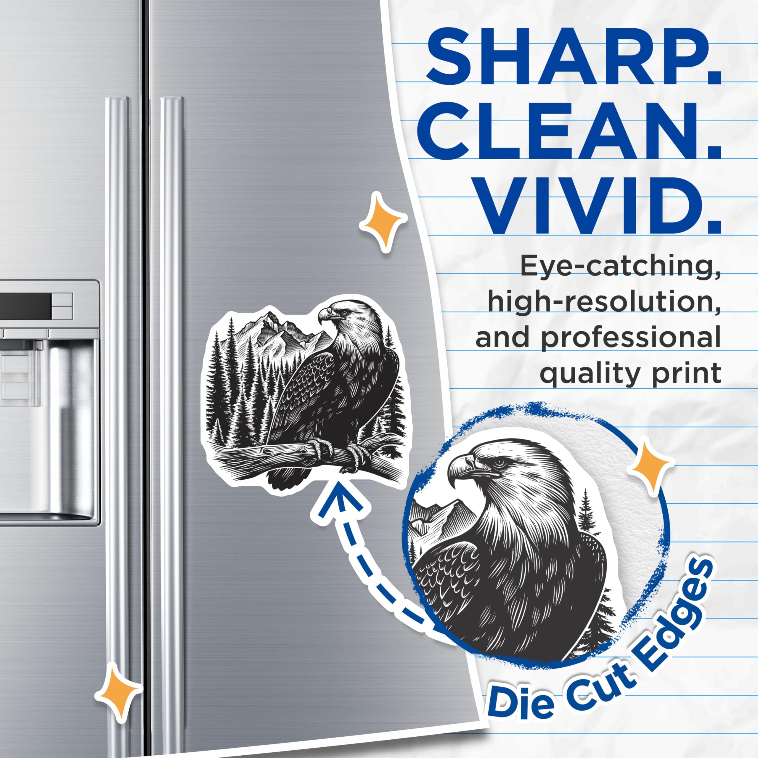 (2 Pack) Powerful Eagle Magnets - Majestic Mountain Forest Landscape - Outdoors Nature Inspired Refrigerator Decor - 5 Inches On Longest Side - Thick Durable Magnet - Made in USA - MAG21511