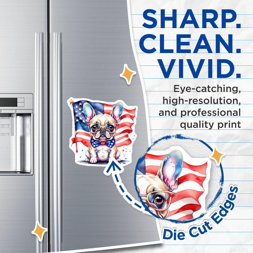 (2 Pack) Patriotic Dog Magnets - American Flag Bulldog - USA Puppy Decor - 5" On Longest Side - Premium Magnet - for Cars, Refrigerators, Toolboxes, Lockers - Made in USA - MAG15653