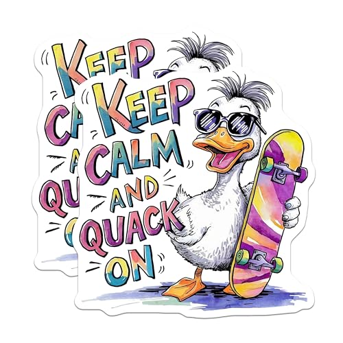 (2 Pack) Keep Calm and Quack On Magnets Magnets - 5" On Longest Side - Made in USA - Sticks to Refrigerators & Metal Surfaces - MAG8559