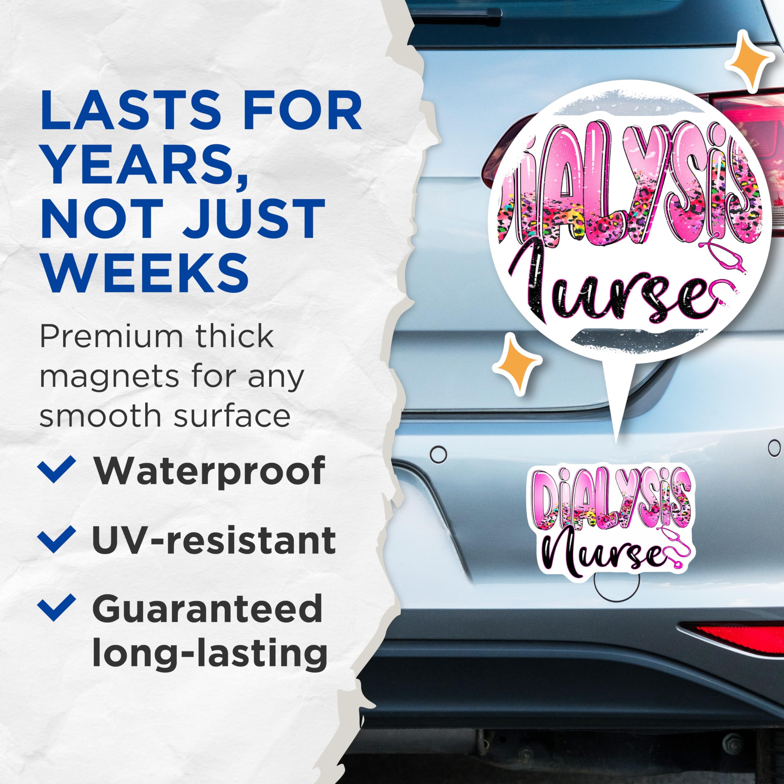 (2 Pack) Dialysis Nurse Magnets - Pink Leopard Print - Medical Staff Magnet - 5" On Longest Side - Premium Magnet - for Cars, Refrigerators, Toolboxes, Lockers - Made in USA - MAG18719