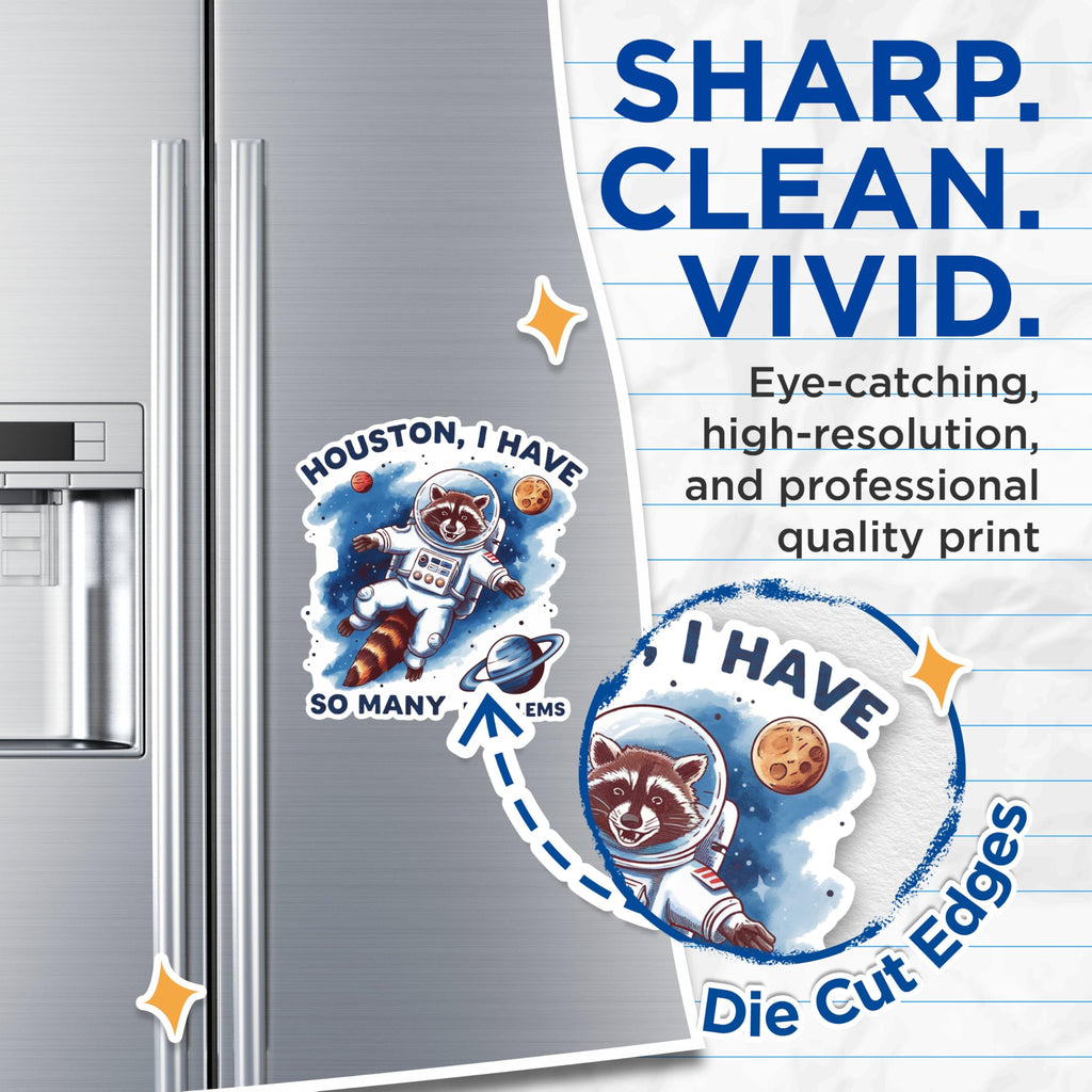 (2 Pack) Funny Raccoon Astronaut Magnets - Space Exploration Magnets - Humorous Quote Refrigerator Magnets- 5" On Longest Side - for Fridges, Toolboxes, Cars - Made in USA - MAG2960