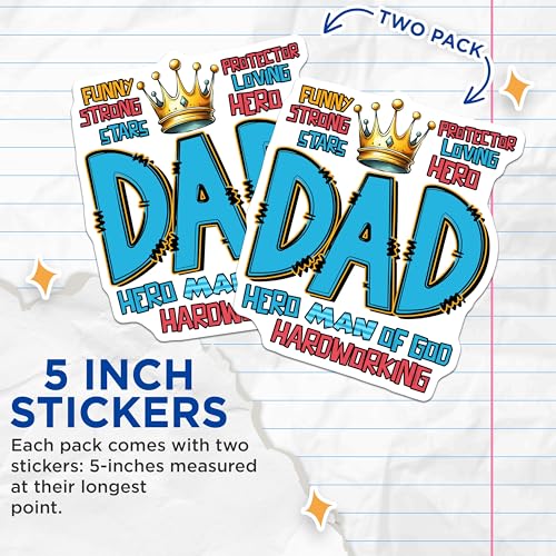 (2 Pack) Dad Fixer of All Things Stickers - Funny Meme - Father's Day Gift from Kids - 5" On Longest Side - Sticks to Smooth Flat Surfaces - Made in USA - BMCS7467