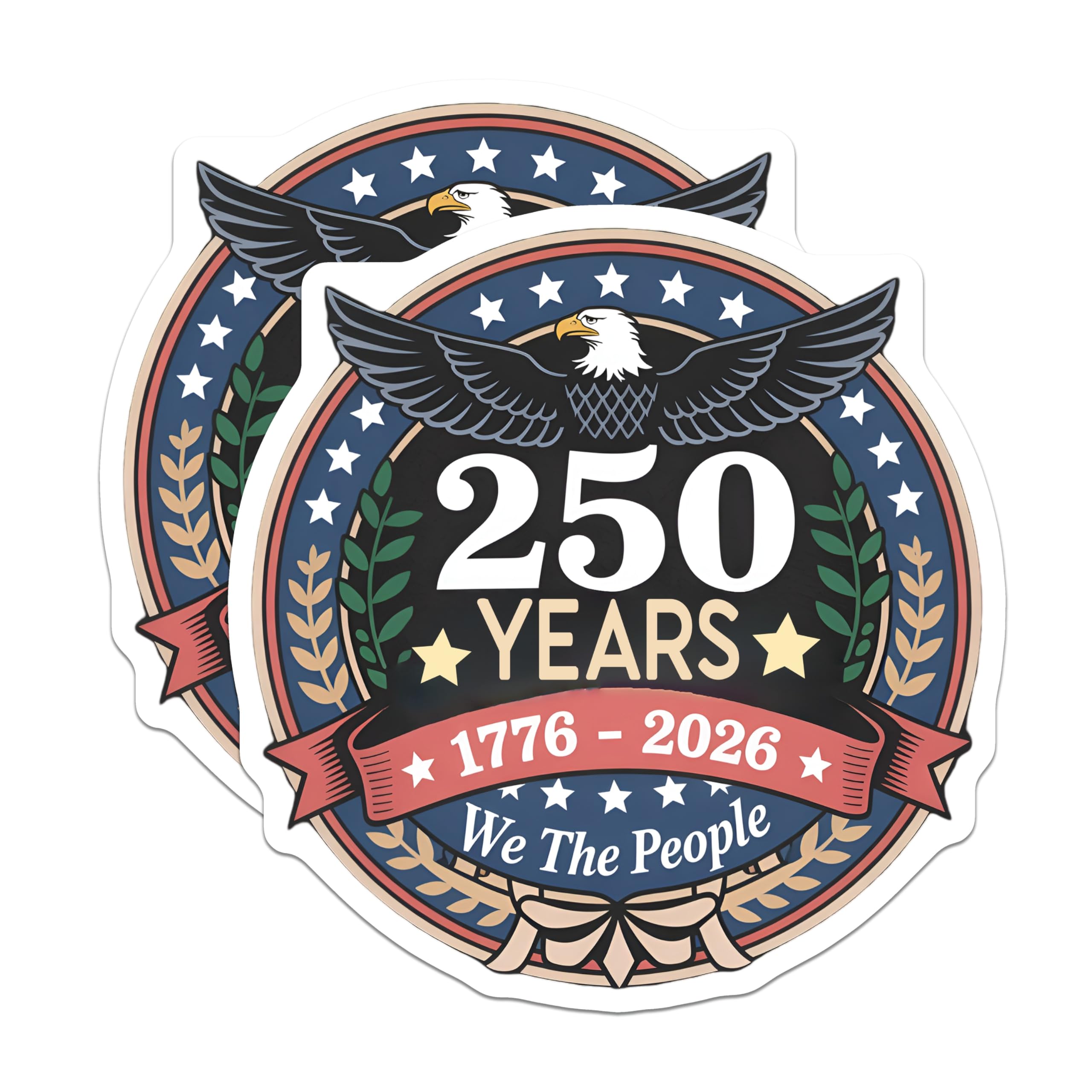 (2 Pack) 250 Years US History Magnets - 1776-2026 Commemorative Bald Eagle - Patriotic American Heritage Refrigerator Magnets - 5 Inches On Longest Side - Thick Durable Magnet - Made in USA - MAG28118