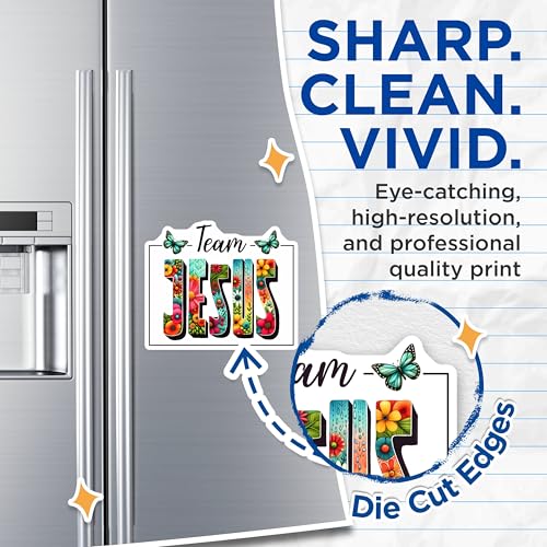 (2 Pack) Team Jesus Magnets - Christian Decorative Magnets - Inspirational Art Magnets - 5" On Longest Side - for Cars, Refrigerators, Toolboxes, Lockers - Made in USA BMCS3123