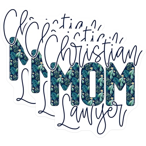 (3 Pack) Christian Mom Lawyer Decals - Tropical Flower Decals - Religious Lawyer Gift - 3 Inches On Longest Side - Easy Peel & Apply - Made in USA - 3MCS8103