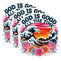 (3 Pack) God is Good Decals - Inspirational Verse - Floral Laptop Decals - 3 Inches On Longest Side - Easy Peel & Apply - Made in USA - 3MCS0083
