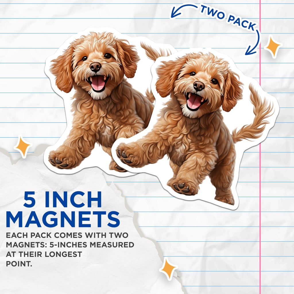 (2 Pack) Happy Puppy Magnets - Adorable Dog Lover Decor - Pet Owner Present - 5 Inches On Longest Side - Thick Durable Magnet - Made in USA - MAG26289