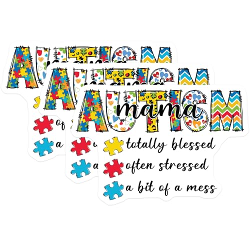 (3 Pack) Autism Mama Decals - Autistic Support - Special Needs Mom Decals - 3 Inches On Longest Side - Easy Peel & Apply - Made in USA - 3MCS7286