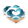 (2 Pack) Heart Wave Ocean Magnets - Beach Love Summer Aesthetic Decor - Coastal Home Fridge Accent - Sea Lover Souvenir - 5 Inches On Longest Side - Thick Durable Magnet - Made in USA - MAG19693
