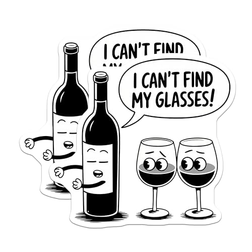 (2 Pack) Funny Wine Glasses Magnets - Wine Bottle Jokes - 5" On Longest Side - for Cars, Fridges, Toolboxes - Made in USA - MAG7630
