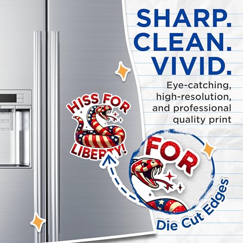 (2 Pack) Hiss for Liberty Magnets - Patriotic Snake Magnets - USA Flag Magnets- 5" On Longest Side - for Fridges, Toolboxes, Cars - Made in USA - MAG2709