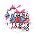 (2 Pack) Peace Love Nursing Stickers - Healthcare Professional - Nursing School Accessories - 5" On Longest Side - Sticks to Smooth Flat Surfaces - Made in USA - BMCS7058