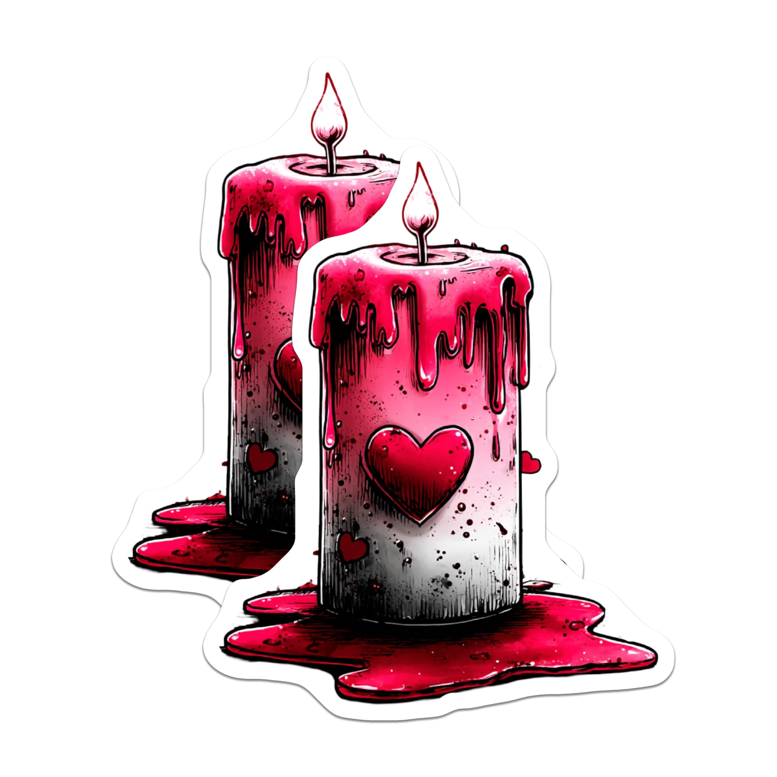 (2 Pack) Gothic Bleeding Heart Candle Magnets - Dark Romance Home Decor - Valentine's Edgy Aesthetic Art - Spooky Accessory - 5 Inches On Longest Side - Thick Durable Magnet - Made in USA - MAG21152