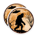 (2 Pack) Bigfoot UFO Magnets - Sasquatch Paranormal Decor - Cryptid Full Moon Art - 5 Inches On Longest Side - Thick Durable Magnet - Made in USA - MAG29237