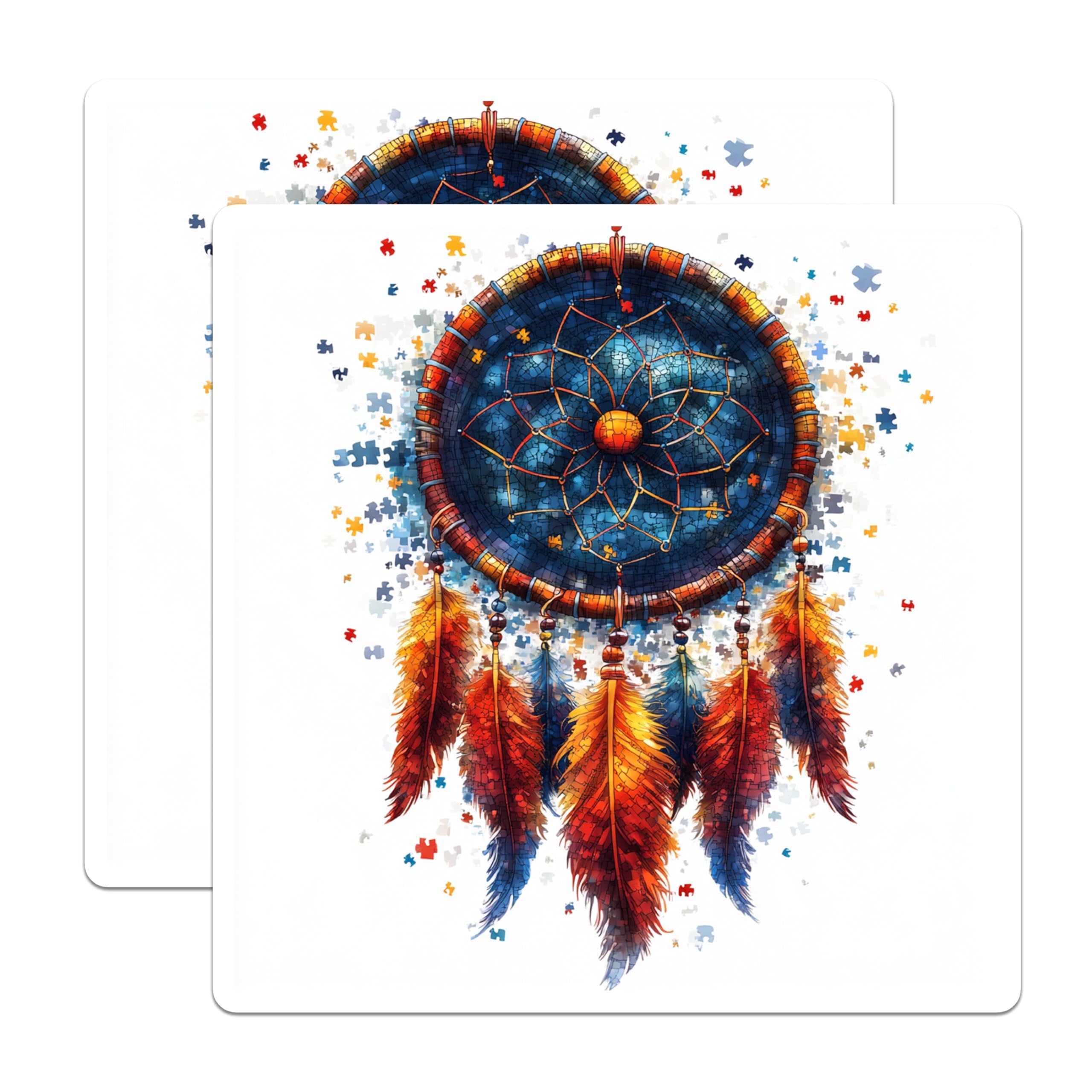 (2 Pack) Dreamcatcher Magnets - Bohemian Puzzle Art Decor - Spiritual Home Accent Refrigerator Magnets - 5 Inches On Longest Side - Thick Durable Magnet - Made in USA - MAG26053