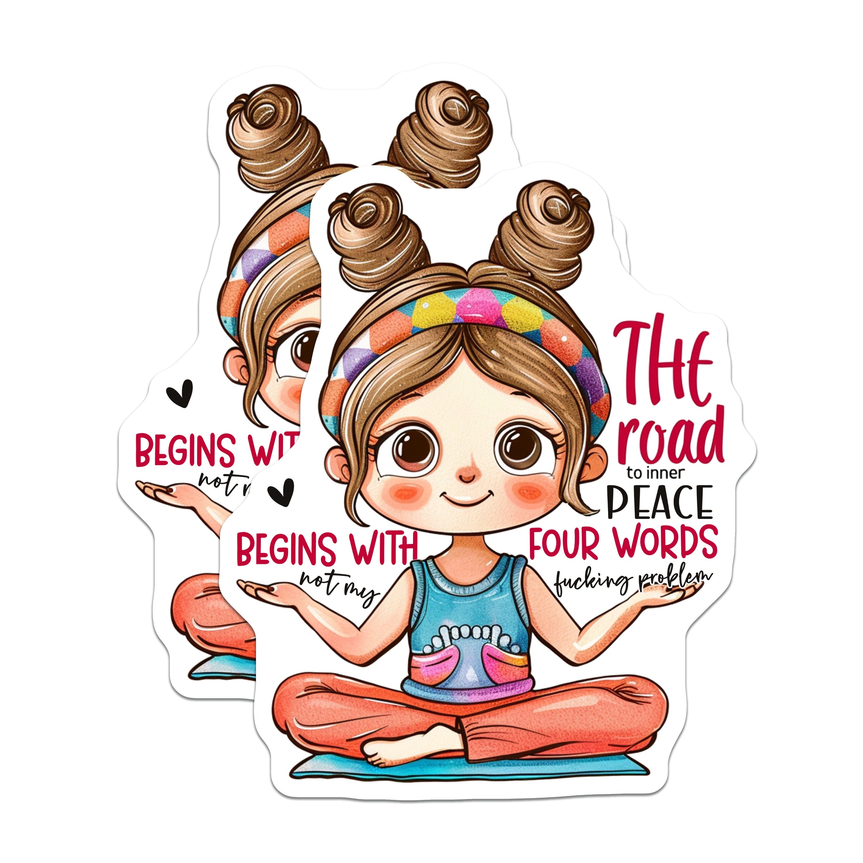 (2 Pack) Funny Meditation Magnets - Sarcastic Inner Peace Yoga Decor - Not My Problem Humor Saying - 5 Inches On Longest Side - Thick Durable Magnet - Made in USA - MAG39138