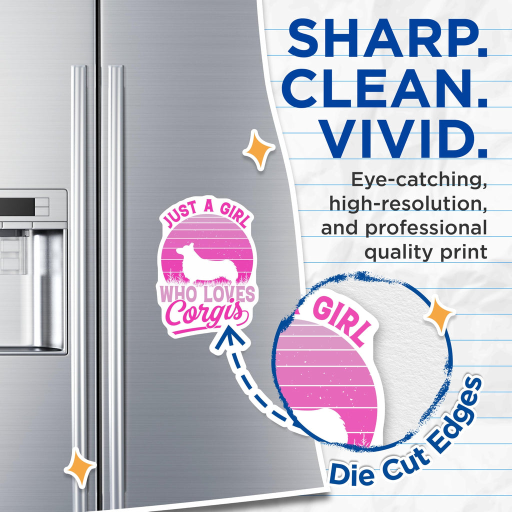 (2 Pack) Corgi Lover Magnets - Girl Who Loves Corgis - Pink Dog Breed Decor - 5" On Longest Side - Premium Magnet - for Cars, Refrigerators, Toolboxes, Lockers - Made in USA - MAG18739