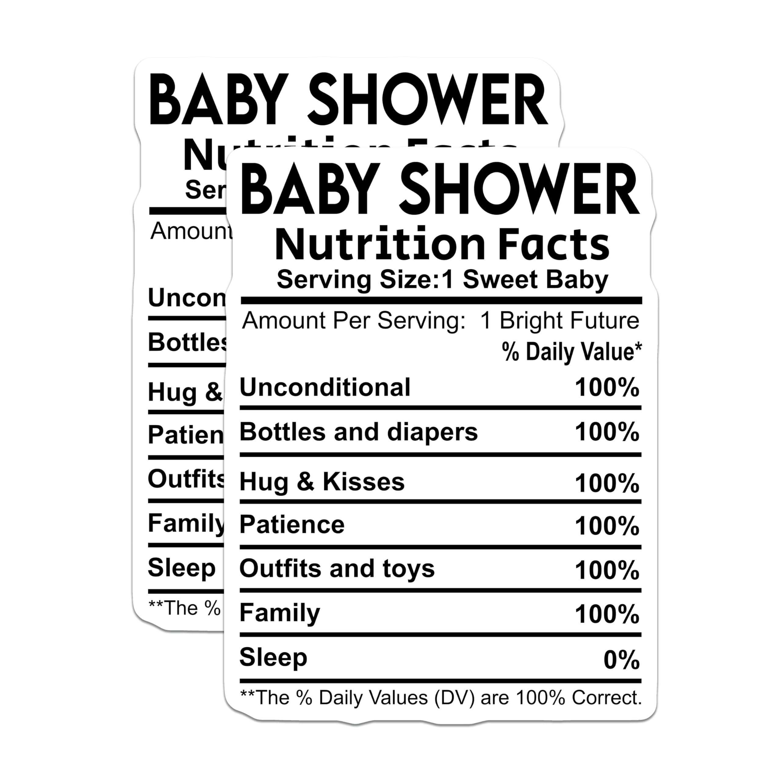 (2 Pack) Baby Shower Magnets - Nutrition Facts - New Parent Refrigerator Magnets - 5" On Longest Side - Premium Magnet - for Cars, Refrigerators, Toolboxes, Lockers - Made in USA - MAG15478