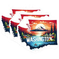 (3 Pack) Washington State Decals - Mountain Sunset - Pacific Northwest Decal - 3 Inches On Longest Side - Easy Peel & Apply - Made in USA - 3MCS4324