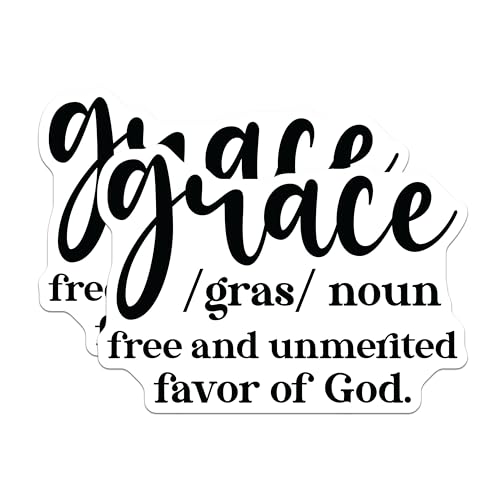 (2 Pack) Grace Definition Stickers - Inspirational Christian Stickers - Faith Bible Verse - 5" On Longest Side - Sticks to Any Smooth Flat Surface - Made in USA - BMCS3068