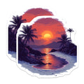 (2 Pack) Tropical Sunset Magnets - Beach Ocean View - Aesthetic Palm Tree Vacation Decor - 5 Inches On Longest Side - Thick Durable Magnet - Made in USA - MAG25714