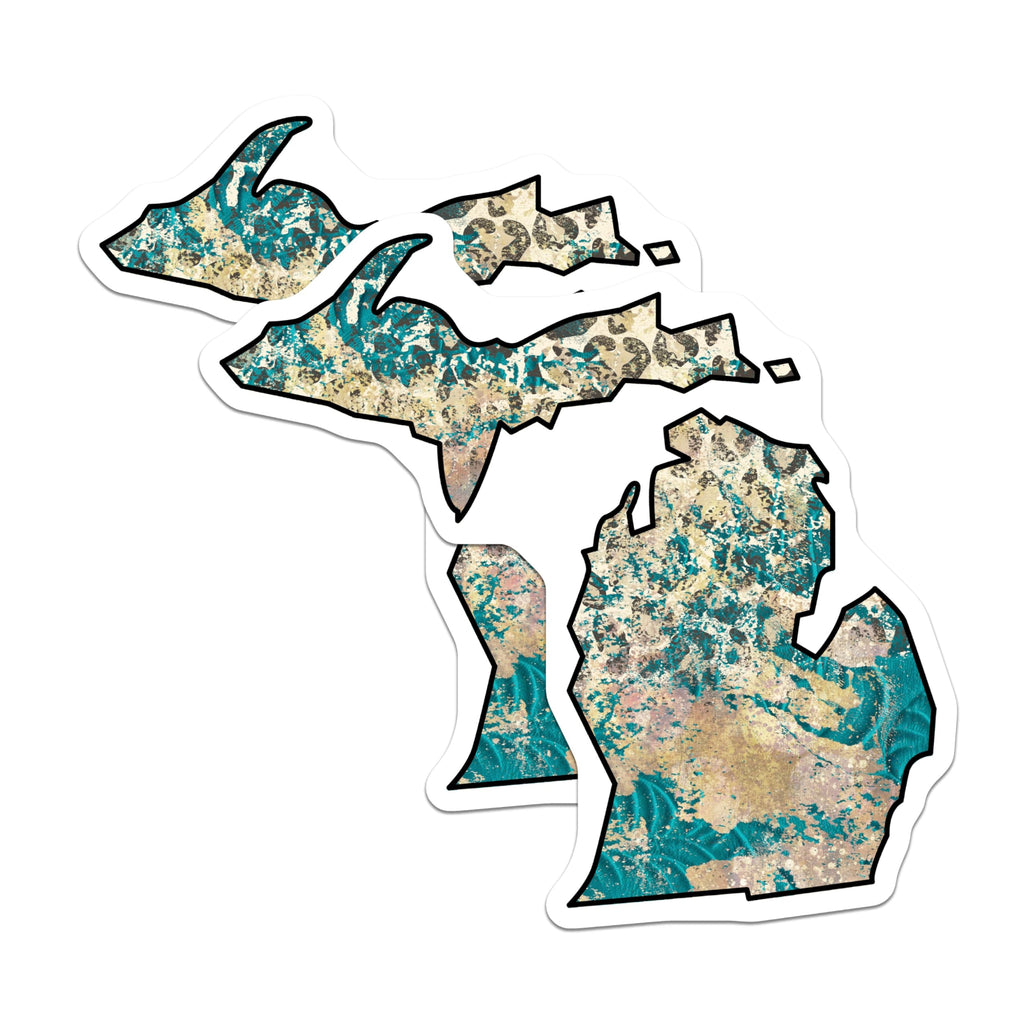 (2 Pack) Michigan Stickers - State Pride - Travel Souvenir - 5" On Longest Side - Sticks to Smooth Flat Surfaces - Made in USA - BMCS18131