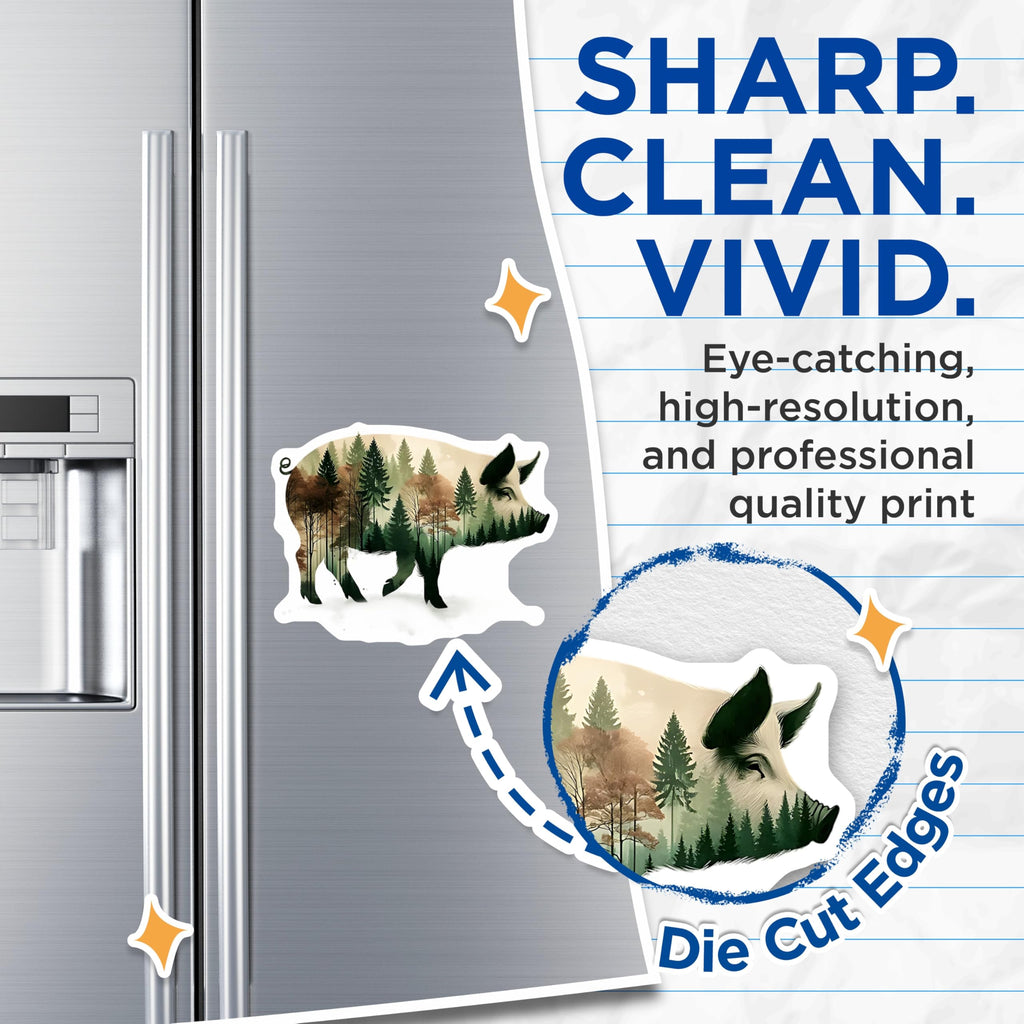 (2 Pack) Pig Magnets - Forest Animal Refrigerator Magnets - Farmhouse Kitchen Decor - 5" On Longest Side - Premium Magnet - for Cars, Refrigerators, Toolboxes, Lockers - Made in USA - MAG14281
