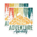 (2 Pack) Adventure Awaits Stickers - Travel Stickers - Outdoor Nature Adventure Stickers - 5" On Longest Side - Sticks to Smooth Flat Surfaces - Made in USA - BMCS4735